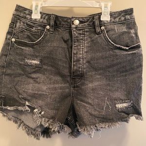 Free people black washed out denim shorts